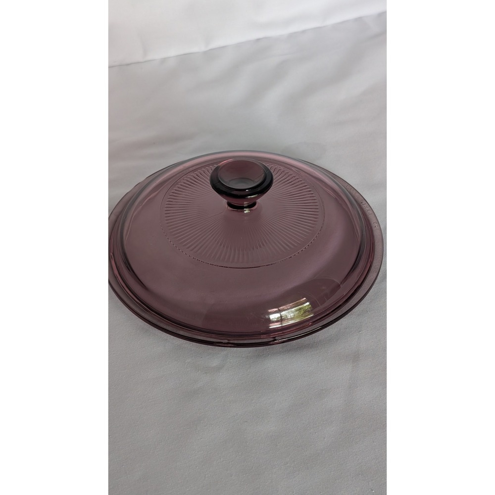 Pyrex Visions Cranberry Glass Lid Replacement V 1 C Purple Ribbed 6.25 Inch